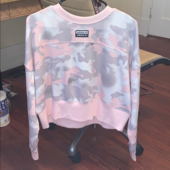 adidas pink cropped sweater